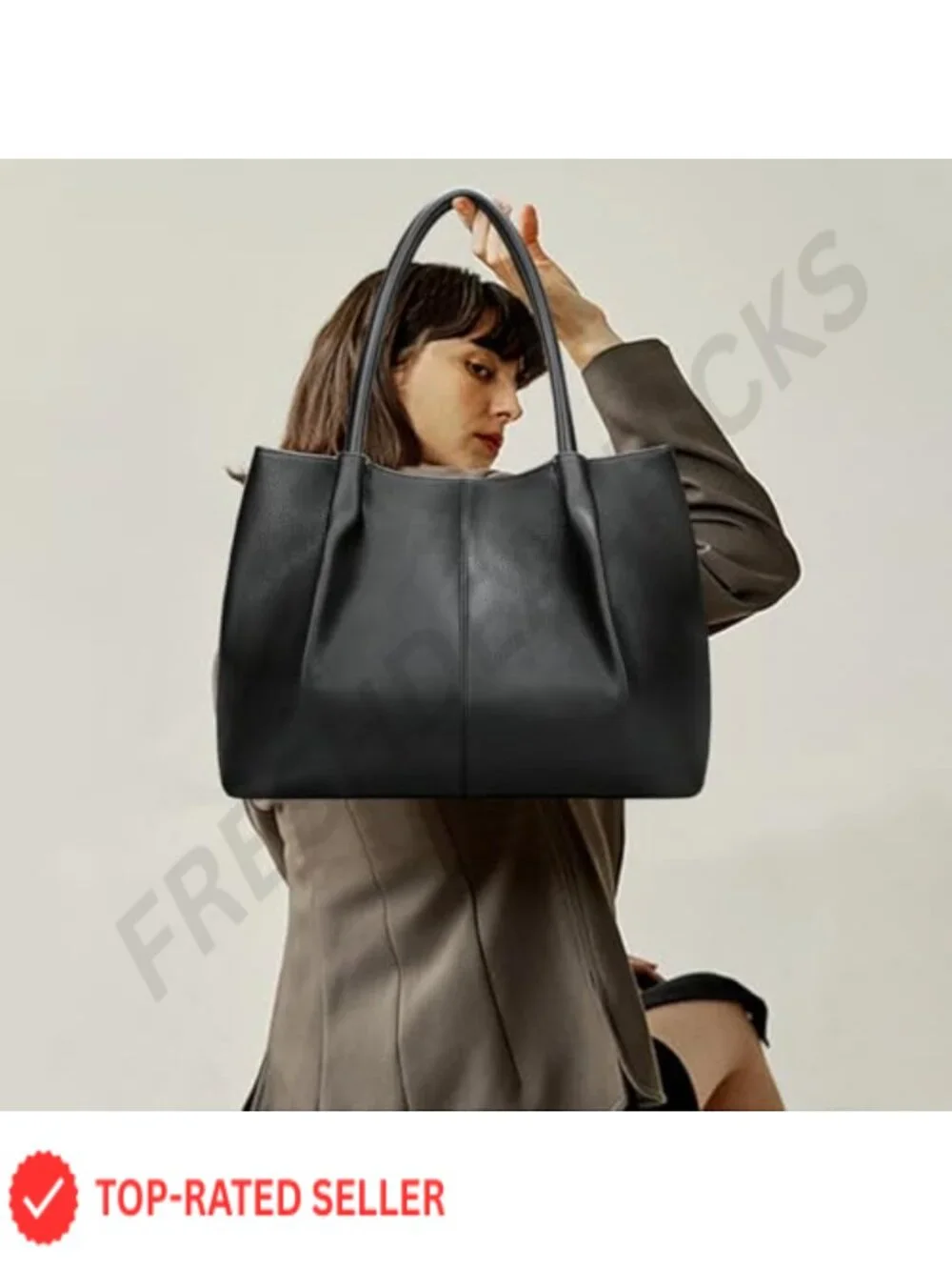 Vegan Leather Women's Tote Purse Large Capacity Work Travel Bag Laptop Shoulder